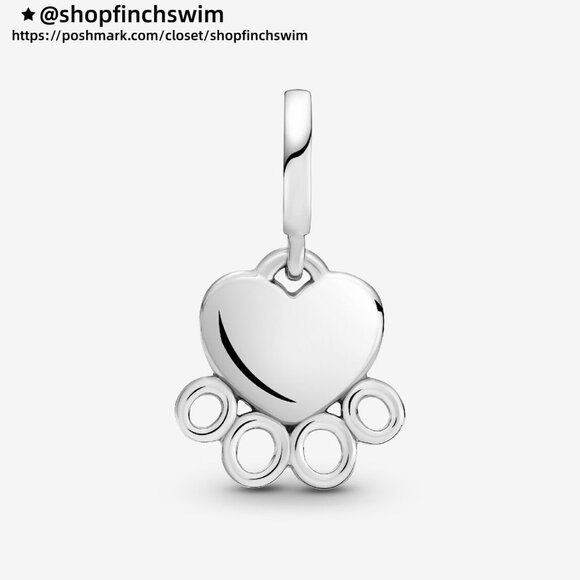 Pandora Hearts & Paw Print Dangle Charm - Picture 2 of 4